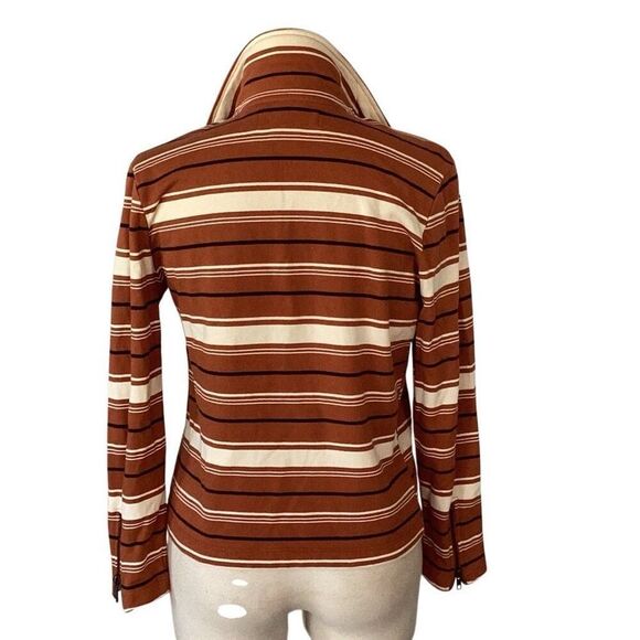 Saltwater Luxe Anthropologie Striped Zip Moto Jacket Women’s Medium Cotton - Picture 3 of 7